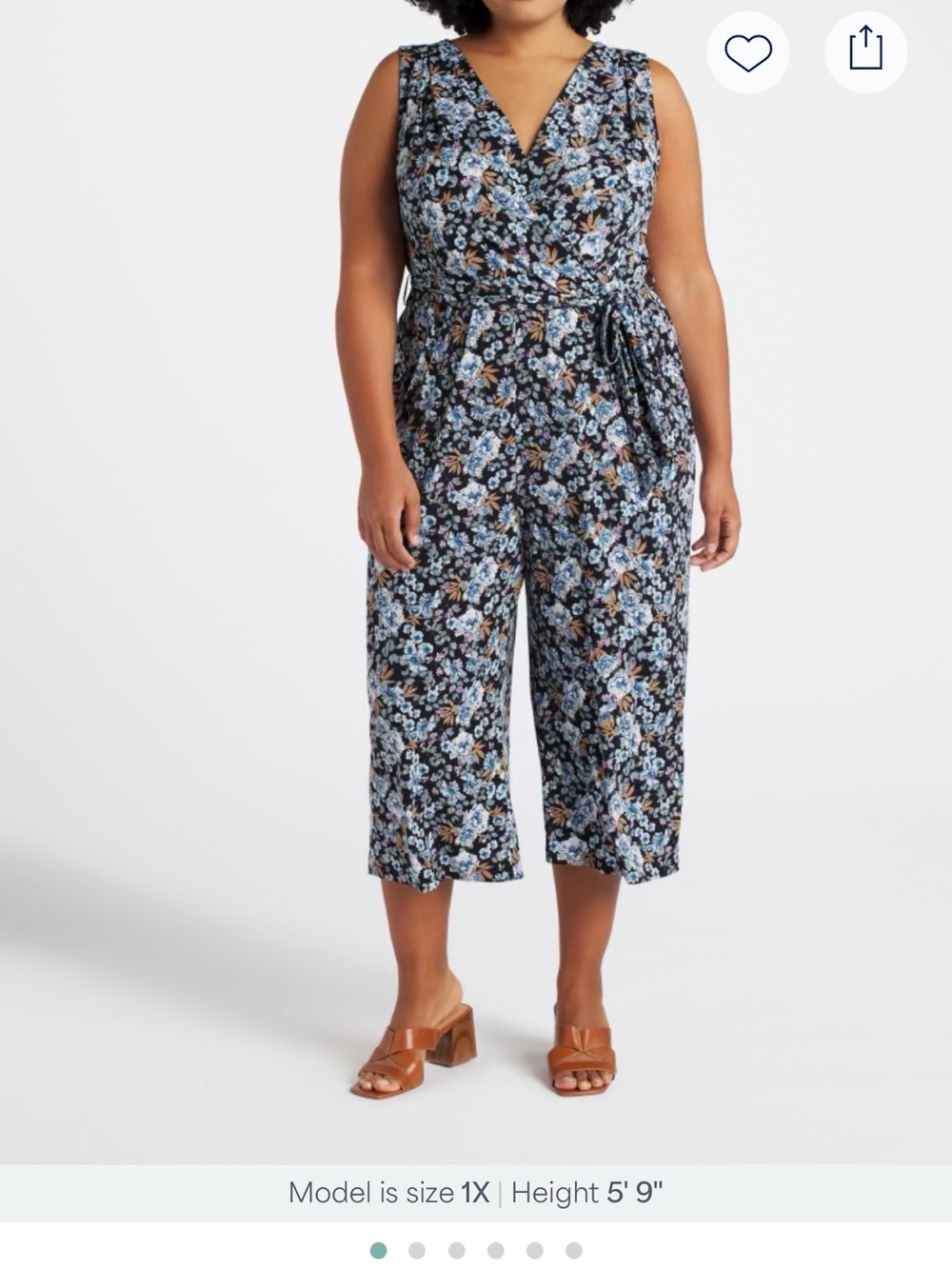 Plus Floral Wrap Jumpsuit — Blue/Black